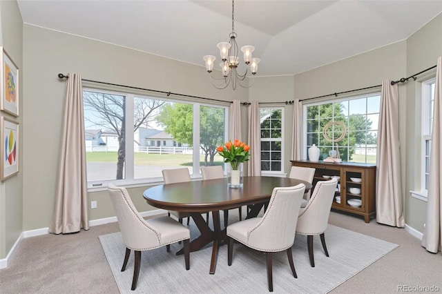 29852 E 163rd Pl, Brighton, CO 80603 - dining room with a chandelier, light colored carpet, and plenty of natural light