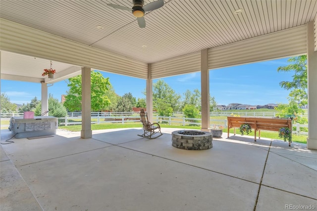 29852 E 163rd Pl, Brighton, CO 80603 - view of patio with an outdoor fire pit and ceiling fan