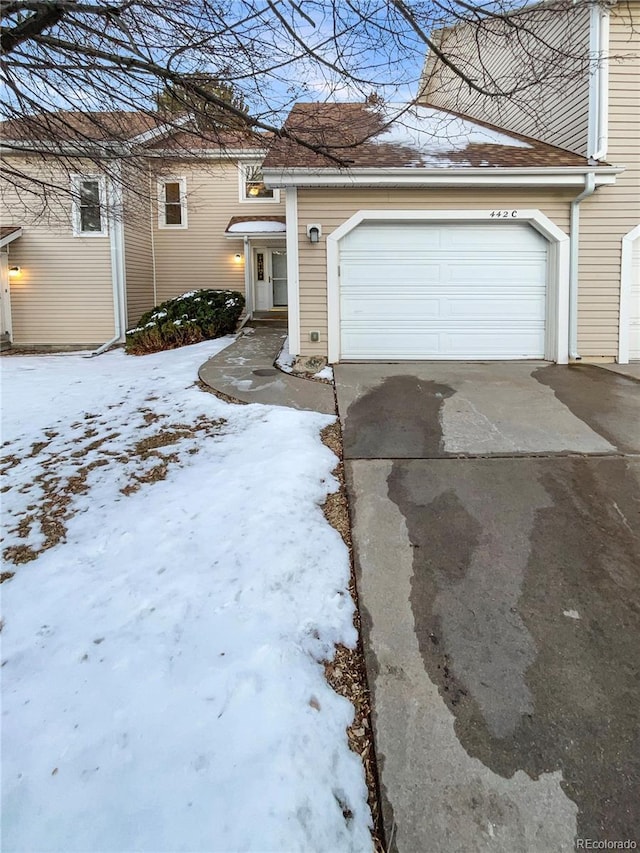 exterior space featuring a garage