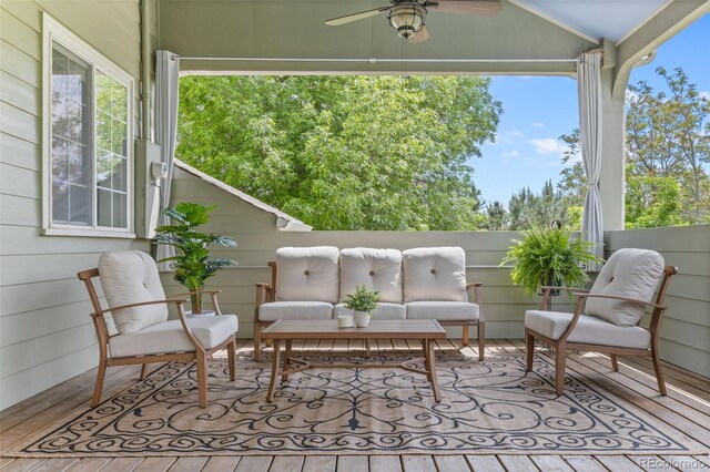 7996 Bradburn Blvd, Westminster, CO 80030 - view of patio / terrace with ceiling fan and an outdoor living space