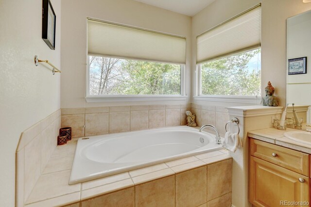 17613 E Peakview Ave, Aurora, CO 80016 - bathroom with a garden tub and vanity