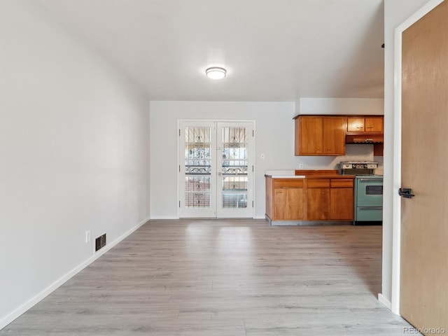 kitchen featuring light hardwood / wood-style floors and stainless steel electric range