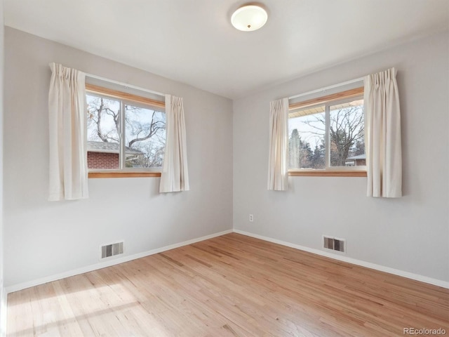 unfurnished room featuring light wood-type flooring and a wealth of natural light