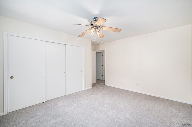 1756 S Quintero Way, Aurora, CO 80017 - unfurnished bedroom featuring light colored carpet, a closet, and a ceiling fan