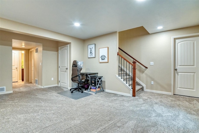 3470 Daydreamer Dr, Colorado Springs, CO 80908 - carpeted home office featuring baseboards and recessed lighting