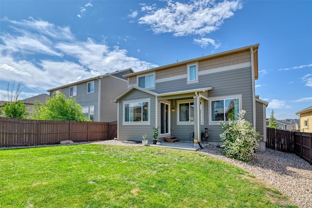 3470 Daydreamer Dr, Colorado Springs, CO 80908 - back of property with a fenced backyard, entry steps, and a patio