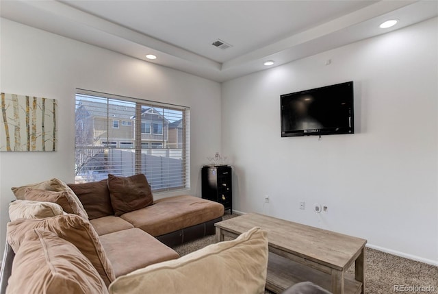 living room with carpet flooring