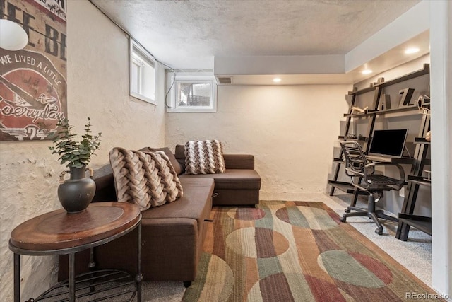 living room featuring carpet floors