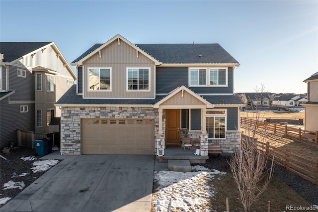 view of front of property with a garage