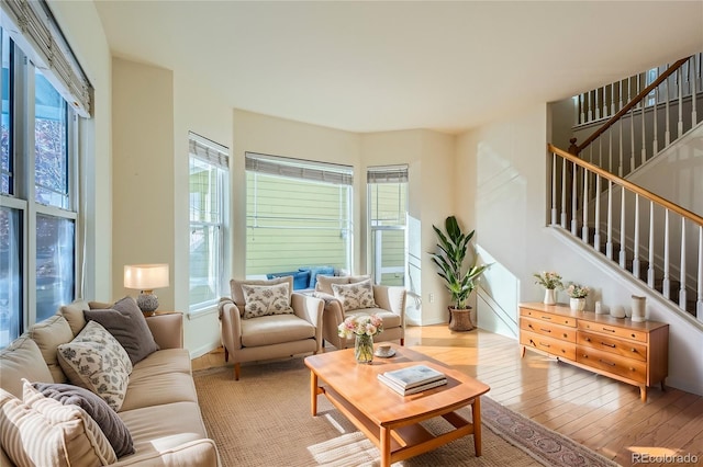 living room with hardwood / wood-style floors