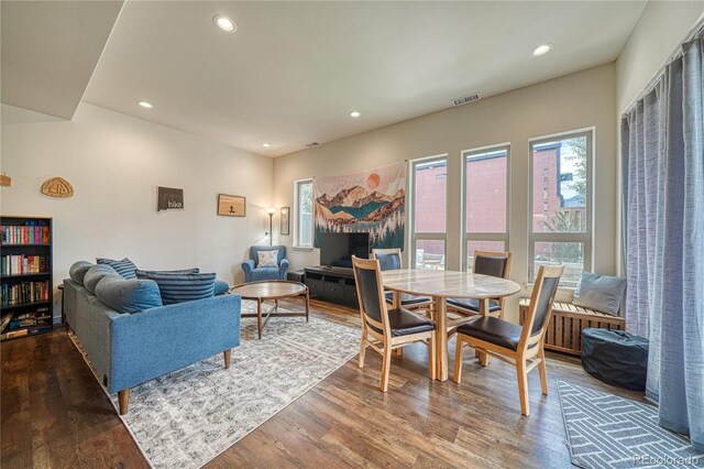 728 Oak St Unit F, Salida, CO 81201 - dining space featuring wood finished floors and recessed lighting