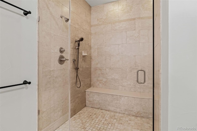 full bath with a shower stall