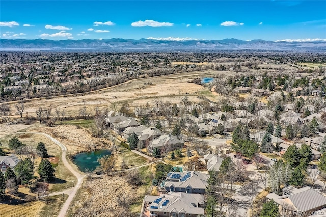 aerial view with a residential view and a mountain view