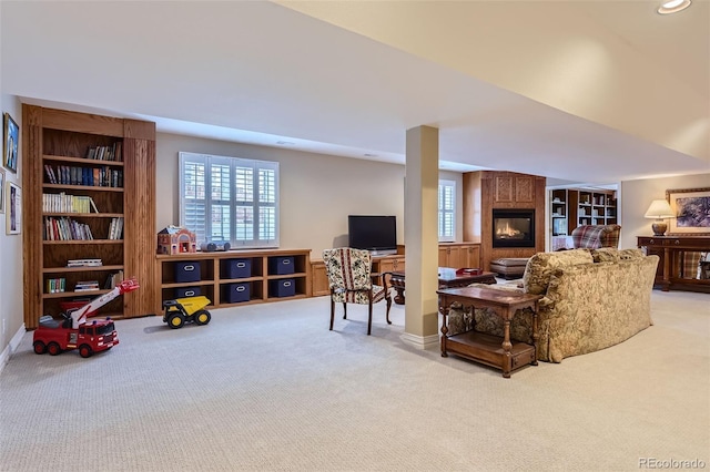 32 Silver Fox Cir, Greenwood Village, CO 80121 - living room featuring carpet floors and a fireplace