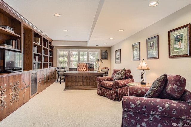 32 Silver Fox Cir, Greenwood Village, CO 80121 - carpeted living area featuring recessed lighting and an office area