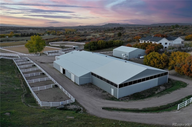 view of aerial view at dusk