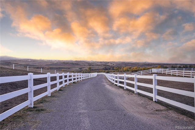 view of road with a rural view