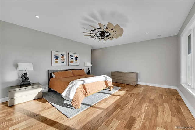 bedroom featuring light wood-type flooring