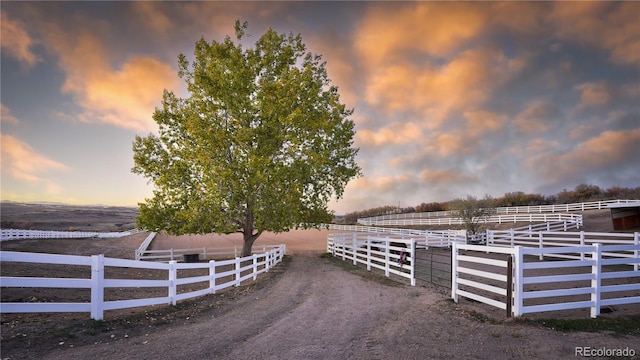 exterior space featuring a rural view