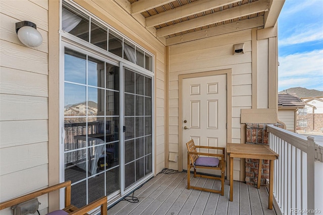 entrance to property featuring a mountain view