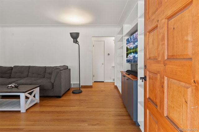 living room with light wood-type flooring