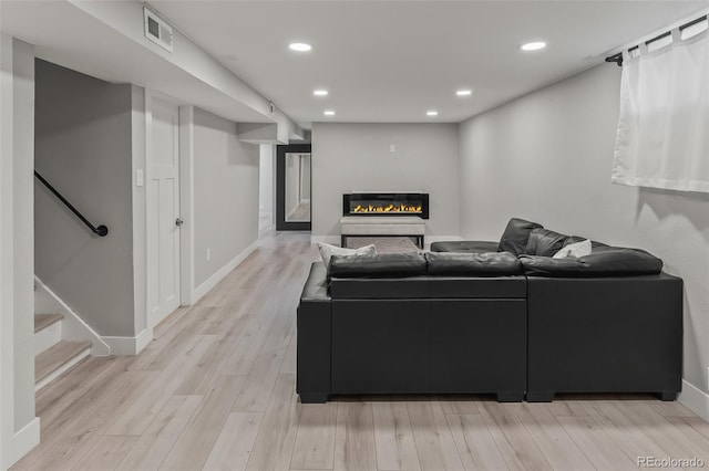 living room featuring light hardwood / wood-style flooring