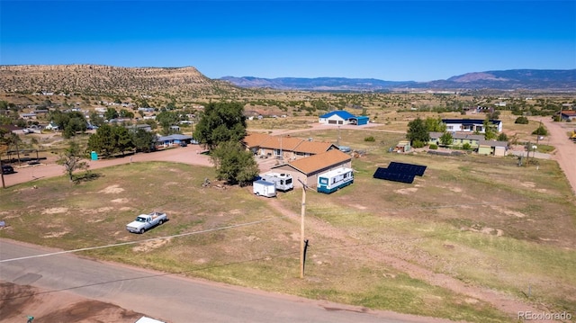 drone / aerial view with a mountain view