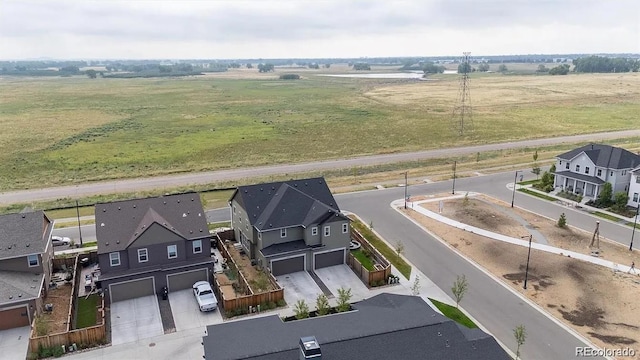 bird's eye view with a residential view and a rural view