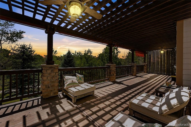 7809 S Coolidge Way, Aurora, CO 80016 - wooden terrace featuring a pergola and view of scattered trees