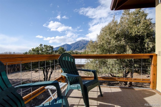 deck featuring a mountain view