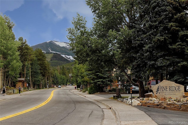 view of street with a mountain view