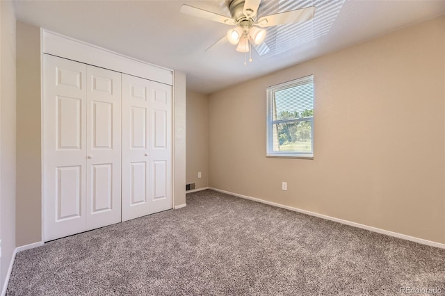 5828 S Pearl St, Centennial, CO 80121 - unfurnished bedroom featuring carpet, a closet, and ceiling fan