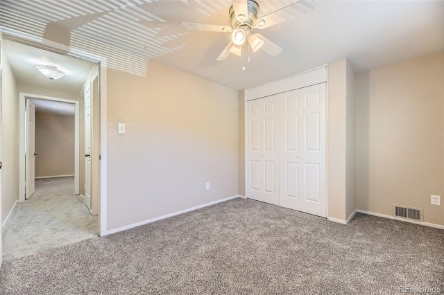 5828 S Pearl St, Centennial, CO 80121 - unfurnished bedroom with carpet flooring, a closet, and a ceiling fan
