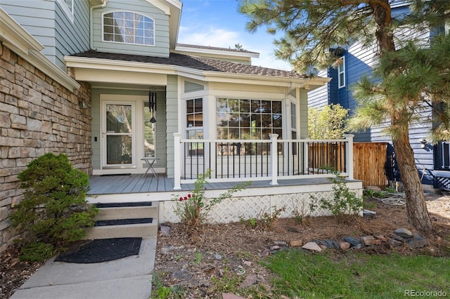 10519 Winterflower Way, Parker, CO 80134 - property entrance featuring a porch and fence