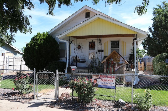 bungalow featuring covered porch