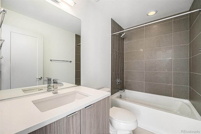 822 Fairfax St, Denver, CO 80220 - bathroom with vanity, shower / bathtub combination, and recessed lighting