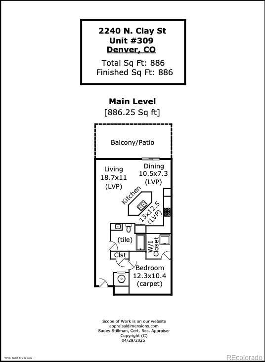 2240 N Clay St Unit 309, Denver, CO 80211 - view of floor plan / room layout