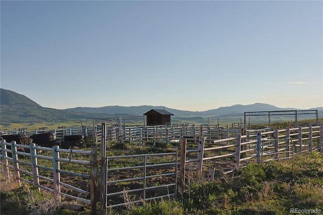 26000 Wheeler Creek Ln, Steamboat Springs, CO 80487 - view of yard featuring a rural view, a mountain view, and an exterior structure