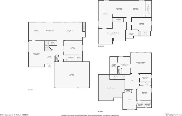 11321 Mesa Verde Pl, Parker, CO 80138 - floor plan / room layout