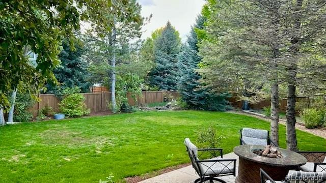 11321 Mesa Verde Pl, Parker, CO 80138 - view of yard with a fire pit and a patio