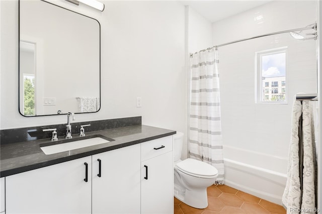 3295 Lawrence St, Denver, CO 80205 - bathroom featuring vanity, shower / tub combo, and tile patterned floors