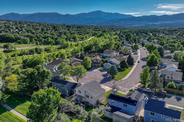 3730 Hazelwood Ct, Colorado Springs, CO 80918 - aerial perspective of suburban area with a mountainous background and a heavily wooded area