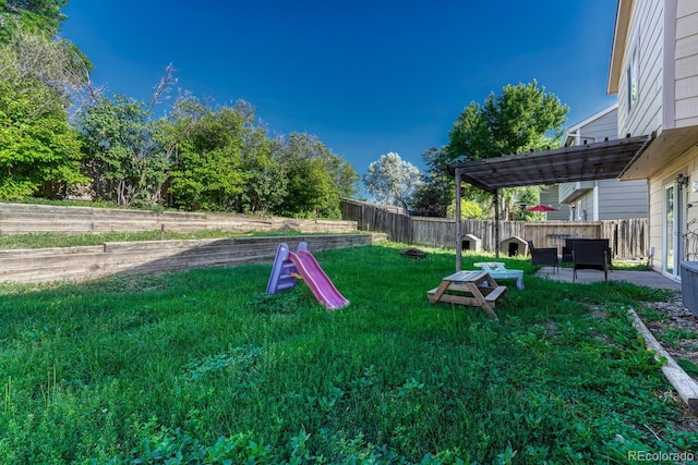3730 Hazelwood Ct, Colorado Springs, CO 80918 - fenced backyard featuring a pergola