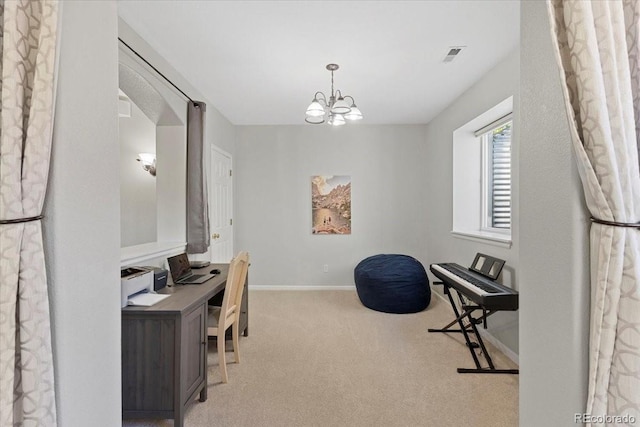 828 Rabbit Run Dr, Golden, CO 80401 - home office featuring a chandelier and carpet