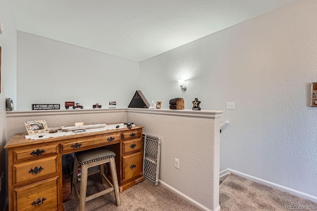 office space with light colored carpet