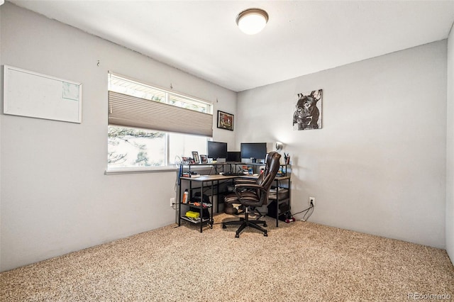 view of carpeted home office