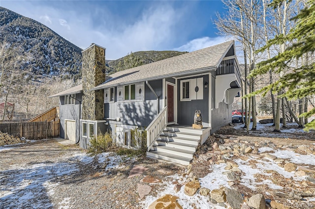 view of front of house with a mountain view