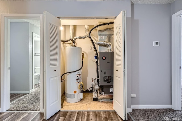 utility room with water heater