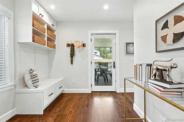 474 S Vine St, Denver, CO 80209 - mudroom with dark wood-style floors and recessed lighting