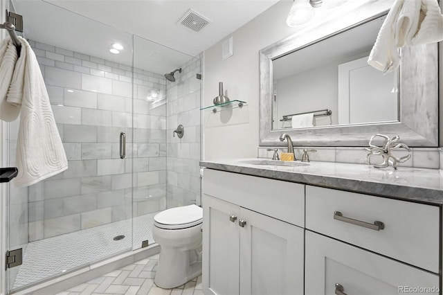 474 S Vine St, Denver, CO 80209 - bathroom with vanity, a stall shower, and recessed lighting